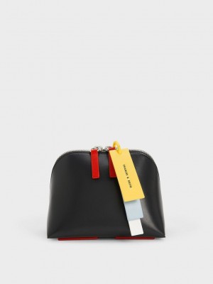 Charles & Keith Cockade Crossbody Bag Siyah | OBZF-96341