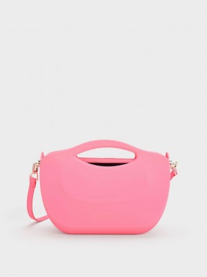 Charles & Keith Cocoon Curved Handle Bag Pembe | NTAG-18596