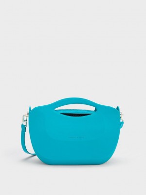 Charles & Keith Cocoon Curved Handle Bag Mavi | GOBP-61084