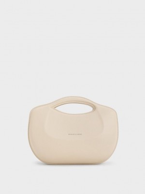 Charles & Keith Cocoon Curved Handle Bag Bej Rengi | CFBW-78916