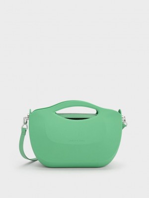 Charles & Keith Cocoon Curved Handle Bag Yeşil | AVSR-17820