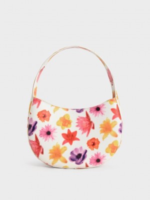 Charles & Keith Coda Floral-Print Top Handle Hobo Bag Renkli | BARU-31064