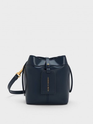 Charles & Keith Cordele Bucket Bag Lacivert | PTVL-81649