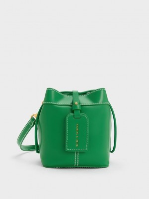 Charles & Keith Cordele Bucket Bag Yeşil | PERI-37289