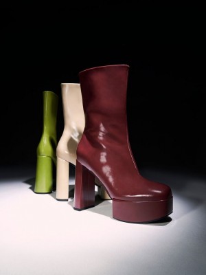 Charles & Keith Corinth Blade Heel Boots Bordo | EIPL-01968
