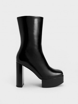 Charles & Keith Corinth Blade Heel Boots Siyah | RNDM-15374