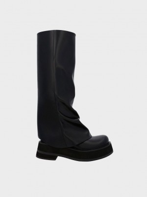 Charles & Keith Cove Platform Knee-High Boots Siyah | MXBH-81574