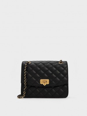 Charles & Keith Cressida Kapitone Chain Askılı Bag Siyah | GUAX-47869