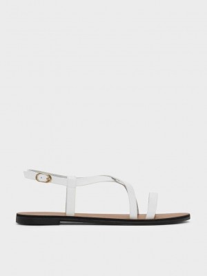 Charles & Keith Criss Cross Sandals Beyaz | PFRY-08732