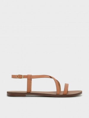 Charles & Keith Criss Cross Sandals Kahverengi | CNGV-07869