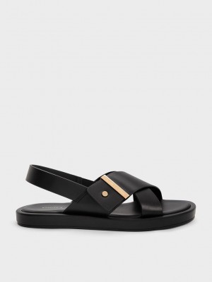 Charles & Keith Crossover Back Askılı Sandals Siyah | LRYI-20798
