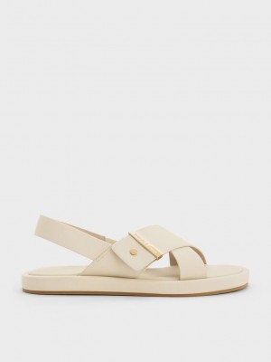Charles & Keith Crossover Back Askılı Sandals Pembe | GEOS-73615