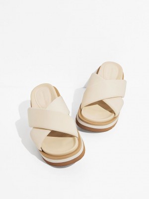 Charles & Keith Crossover Platform Terlik Sandals Pembe | TJRE-24698