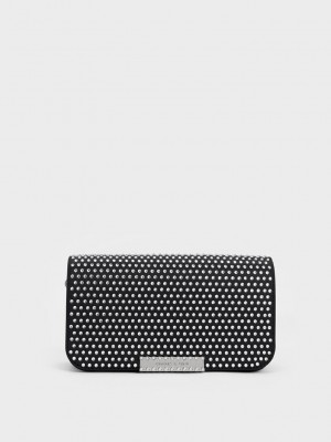 Charles & Keith Crystal-Embellished Chain Askılı Bag Siyah | PRZV-03648
