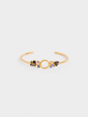 Charles & Keith Crystal-Embellished Cuff Bracelet Altın | QWHF-92703