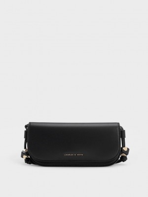 Charles & Keith Cube Knotted Elongated Crossbody Bag Siyah | OFKI-72960