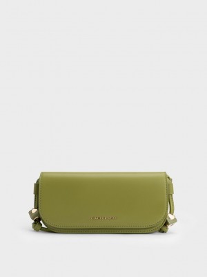 Charles & Keith Cube Knotted Elongated Crossbody Bag Pistachio | BHRC-02438