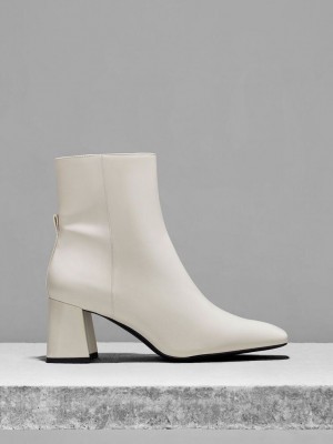 Charles & Keith Curved Block Heel Ankle Boots Pembe | OYJG-10729