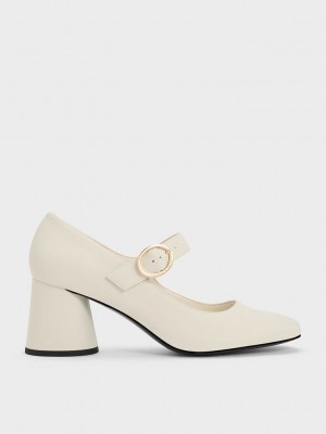 Charles & Keith Cylindrical Block Heel Mary Janes Pembe | IZLN-56089