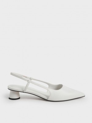 Charles & Keith Cylindrical Heel Arkası Açık Pumps Pembe | EWFG-30927