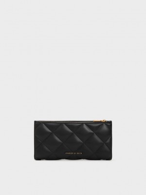 Charles & Keith Danika Kapitone Long Wallet Siyah | OCPB-94075