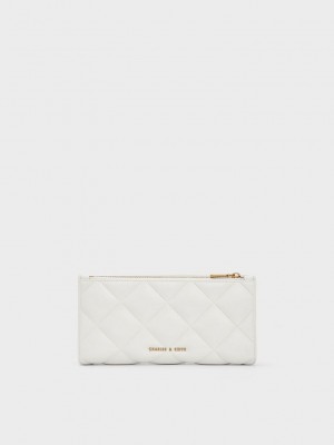 Charles & Keith Danika Kapitone Long Wallet Beyaz | LGZS-75683