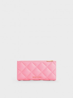 Charles & Keith Danika Kapitone Long Wallet Pembe | JEYL-01694