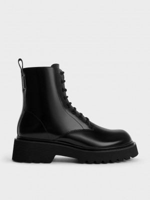 Charles & Keith Dantel-Up Ankle Boots Siyah | LWGO-50976