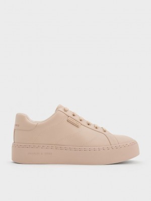 Charles & Keith Dantel-Up Sneakers Bej Rengi | CPBK-90532
