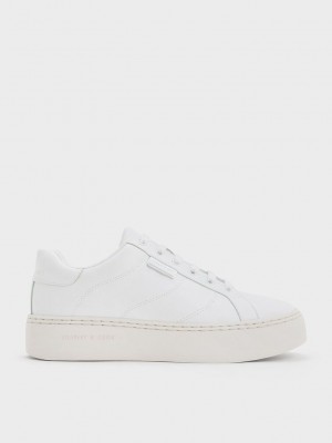 Charles & Keith Dantel-Up Sneakers Beyaz | YFGB-24875