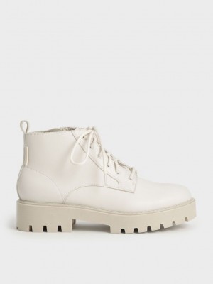 Charles & Keith Dantel-Up Tıknaz Ankle Boots Pembe | VJIY-62439
