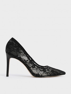 Charles & Keith Dantel Stiletto Pumps Siyah | YAIW-68231