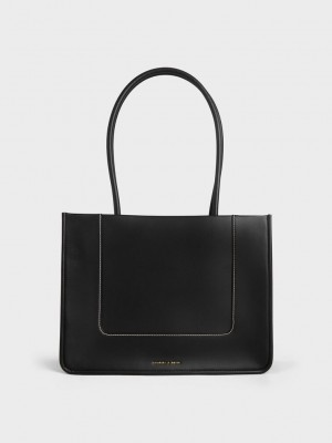Charles & Keith Daylla Large Tote Bag Siyah | JMEX-91738