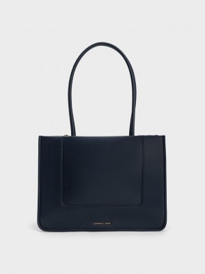 Charles & Keith Daylla Tote Bag Lacivert | LOZV-84719