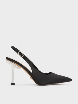 Charles & Keith Demi Recycled Polyester Arkası Açık Pumps Siyah | JPWA-86203