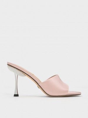 Charles & Keith Demi Recycled Polyester Metallic Heel Mules Bej Rengi | SOQH-26043
