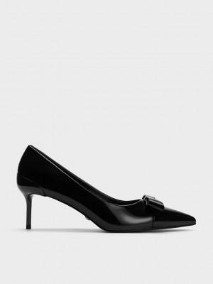 Charles & Keith Deri Pointed-Burunlu Heels Siyah | CNLI-84910