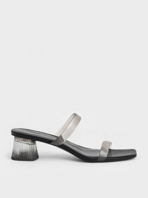 Charles & Keith Double Askılı See-Through Mules Siyah | NHED-79380