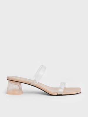 Charles & Keith Double Askılı See-Through Mules Bej Rengi | ZUOJ-47103