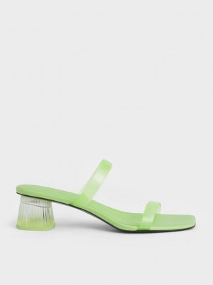 Charles & Keith Double Askılı See-Through Mules Yeşil | EHFY-68152