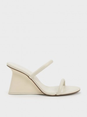 Charles & Keith Double Askılı Wedge Mules Pembe | DGLY-62517