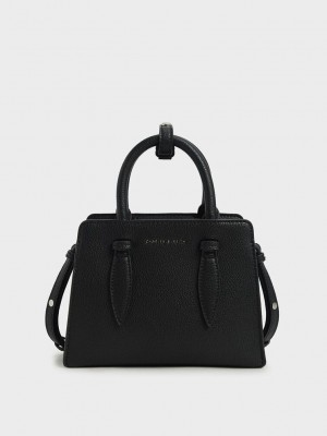 Charles & Keith Double Top Handle Structured Bag Siyah | PCTY-29710