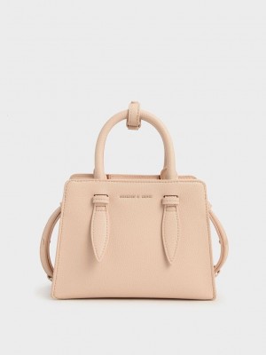 Charles & Keith Double Top Handle Structured Bag Bej Rengi | DQLH-04985