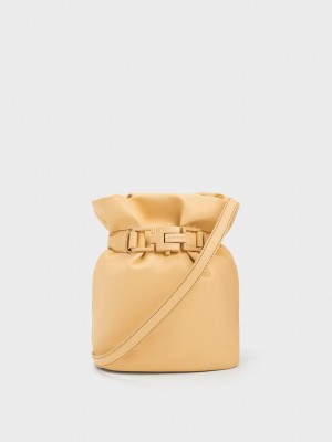 Charles & Keith Dua Bucket Bag Bej Rengi | SCGV-01259