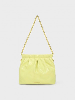 Charles & Keith Duo Chain Handle Shoulder Bag Sarı | EDNX-12895