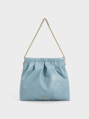 Charles & Keith Duo Double Chain Hobo Bag Mavi | KHJS-57381
