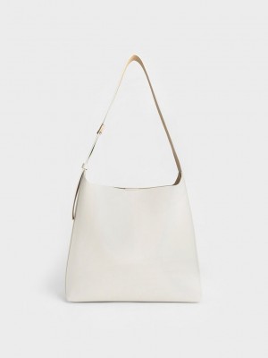 Charles & Keith Edna Tote Bag Krema | FJDB-37612