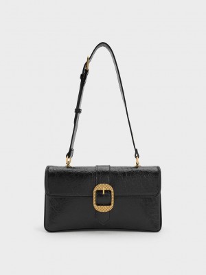 Charles & Keith Eilith Buckled Bag Siyah | EBIR-38067
