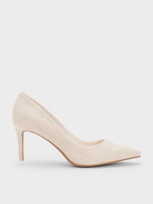 Charles & Keith Emmy Pointed-Burunlu Pumps Bej Rengi | LKRC-97351