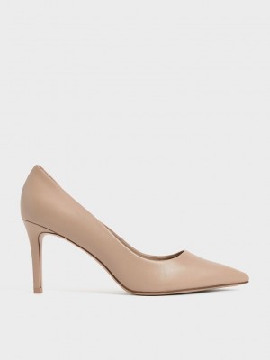 Charles & Keith Emmy Pointed-Burunlu Stiletto Pumps Bej Rengi | JKXI-59326